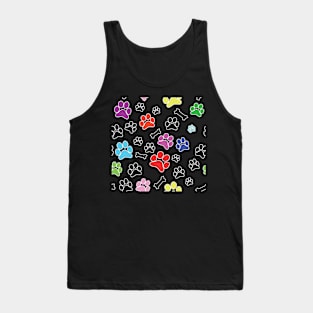 Dog Paw Prints and Bones Pattern Tank Top